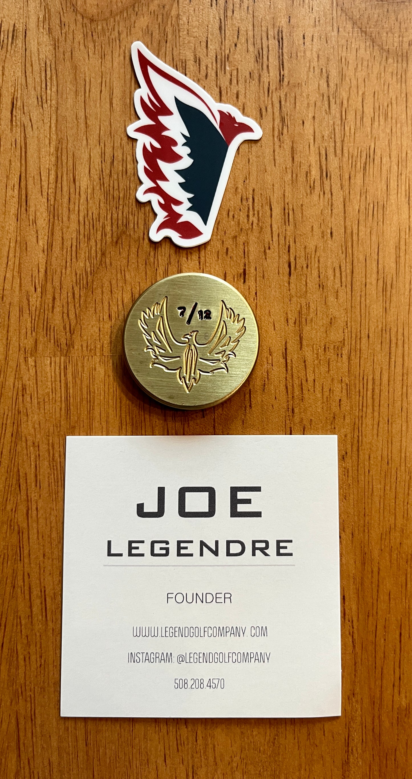 Legend Golf Company Faux Louis Vuitton inlay and hand painted brass ball marker. 1/12