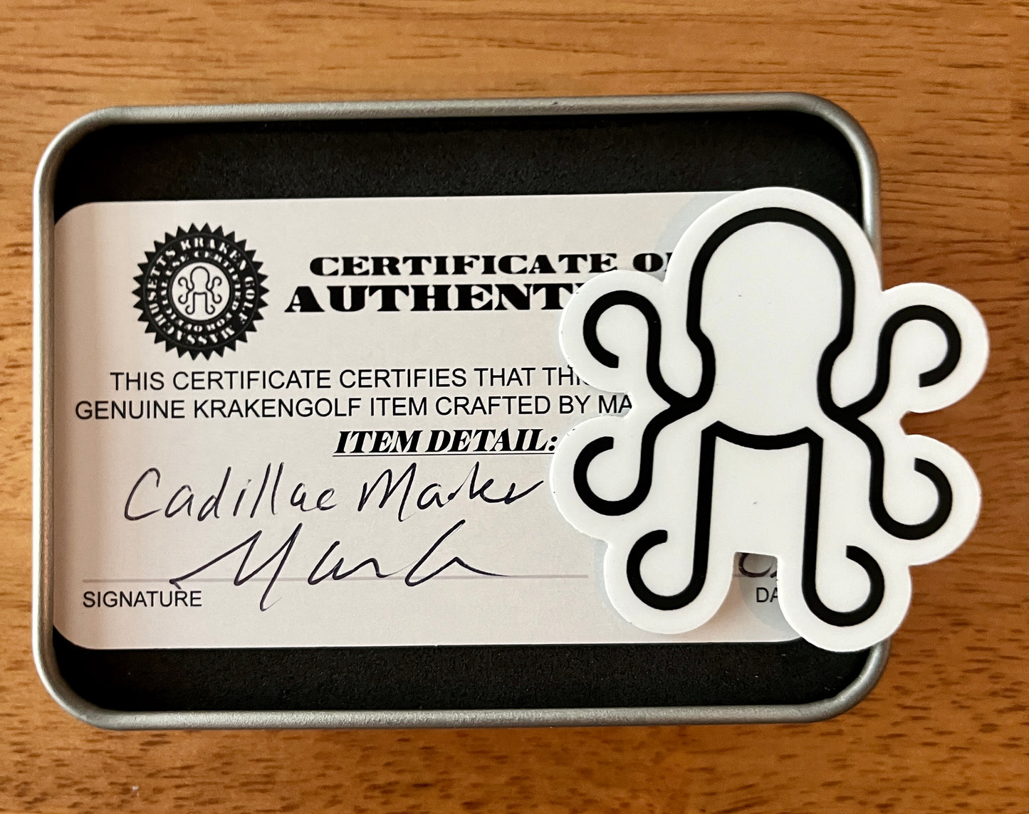 KRAKEN Golf Ball Marker Nothins lackin when you're Cadillackin. Limited Edition 1 of 50