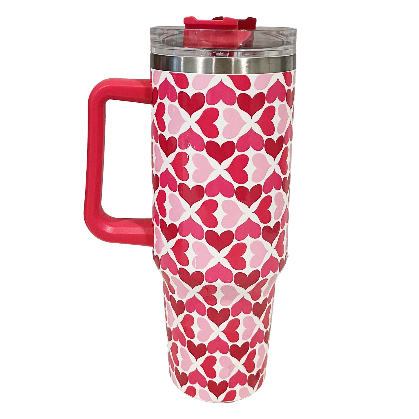 Valentine Heart Pattern 40 oz. Handle Tumbler