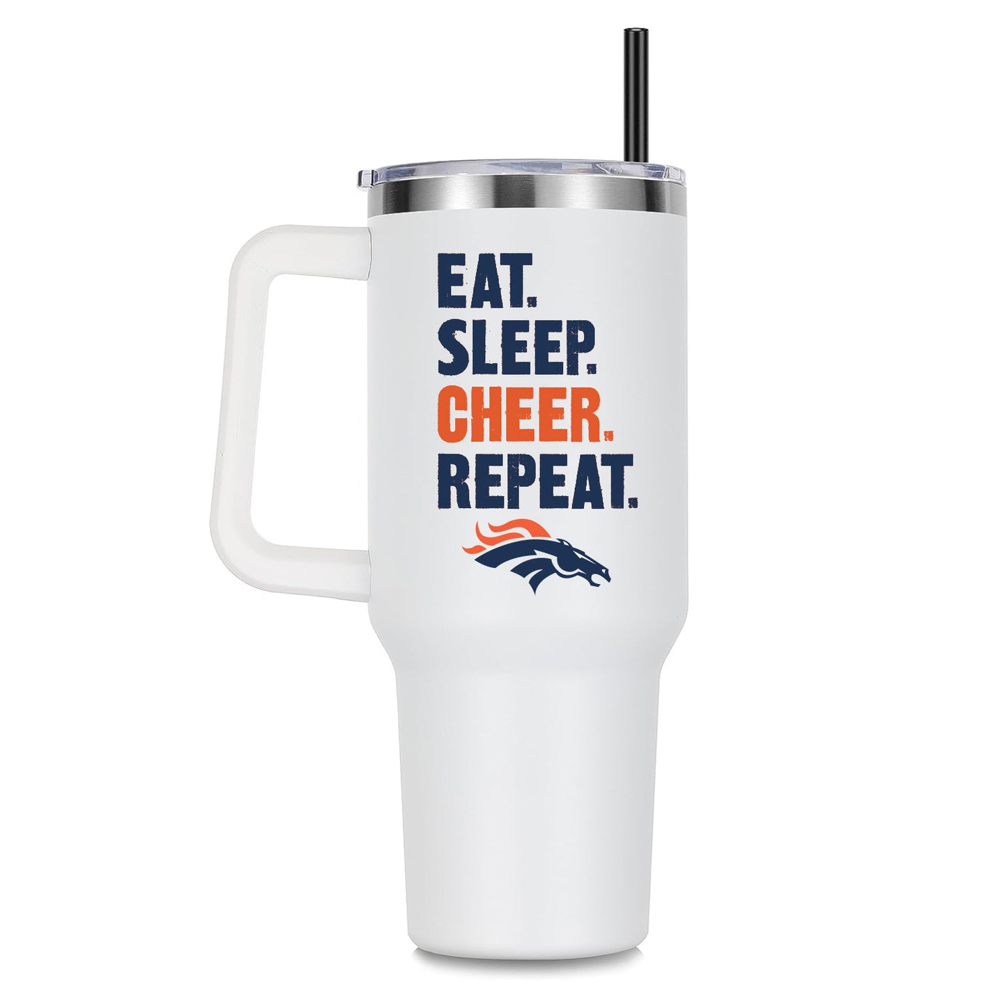 East Eat. Sleep. Cheer. Repeat 40 oz. Handle Mug