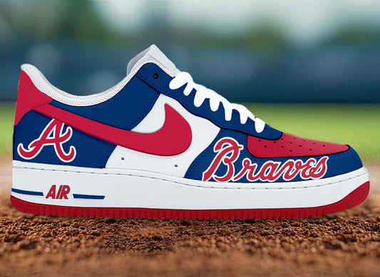 Air Force 1 Custom Painted Atlanta Braves (Red Sole Special Order)