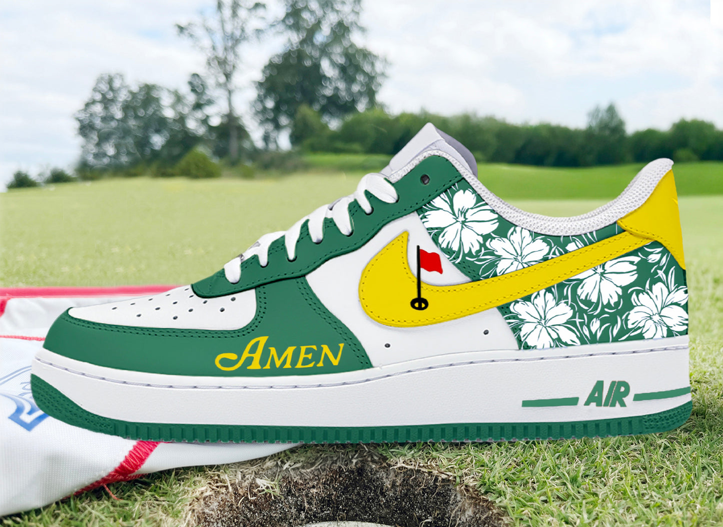 Air Force 1 Custom Painted Masters Golf Green Sole